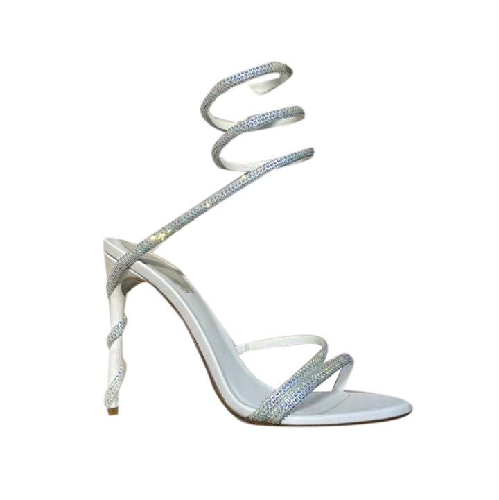 NAVYI Diamante Ankle Wrap High Heel Sandals - 10cm