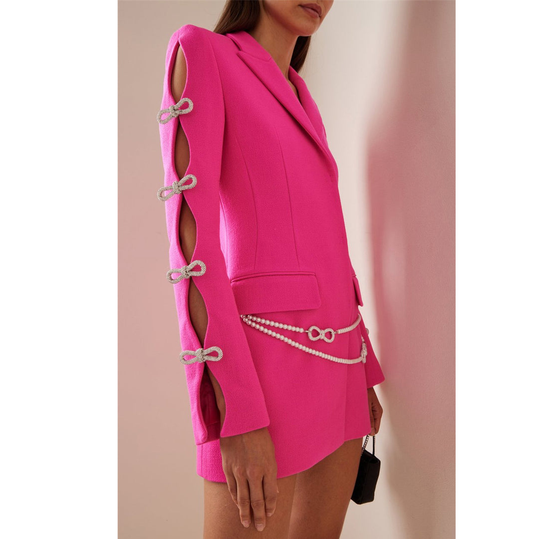 RELNO Diamante Bow Cut Out Blazer