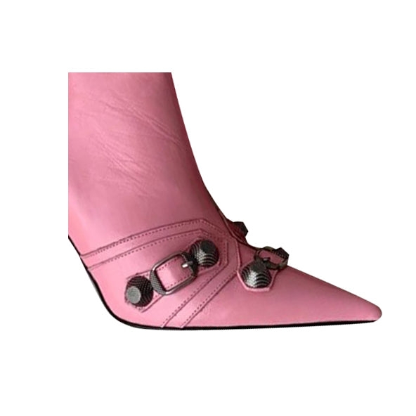 RETHA Studded And Buckled Leather Ankle Boots