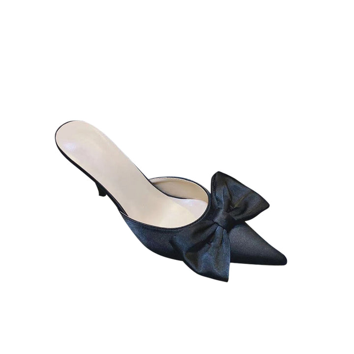 RIETA Bow Embellished Leather Mules Sandals