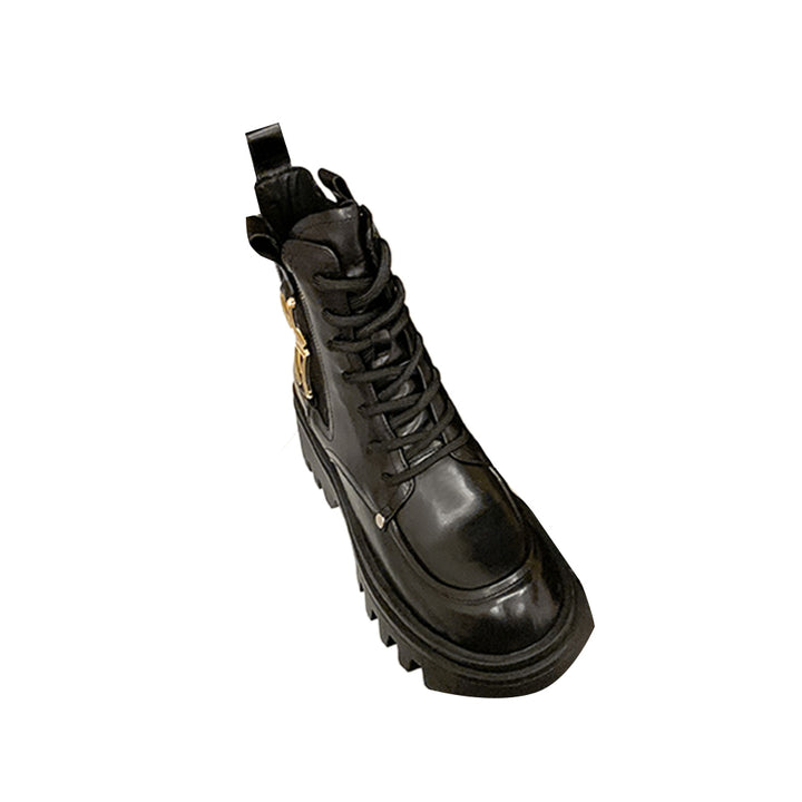 RLVIN Lace Up Leather Platform Ankle Boots