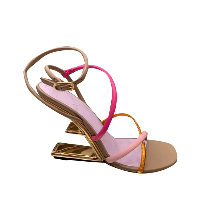 RMIOA Ankle Strap Sculptured Heel Sandals