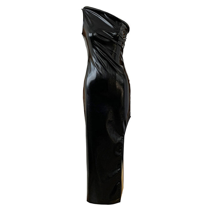 RUSIE Sleeveless Leather Midi Dress