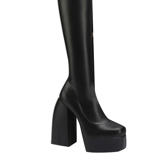 SARUB Block Heel Platform Over The Knee Boots