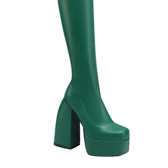 SARUB Block Heel Platform Over The Knee Boots