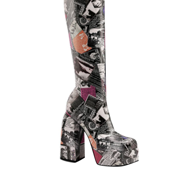 SARUB Block Heel Platform Over The Knee Boots
