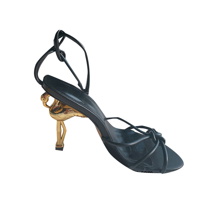 SAUAH Ankle Strap Flamingo Heel Sandals