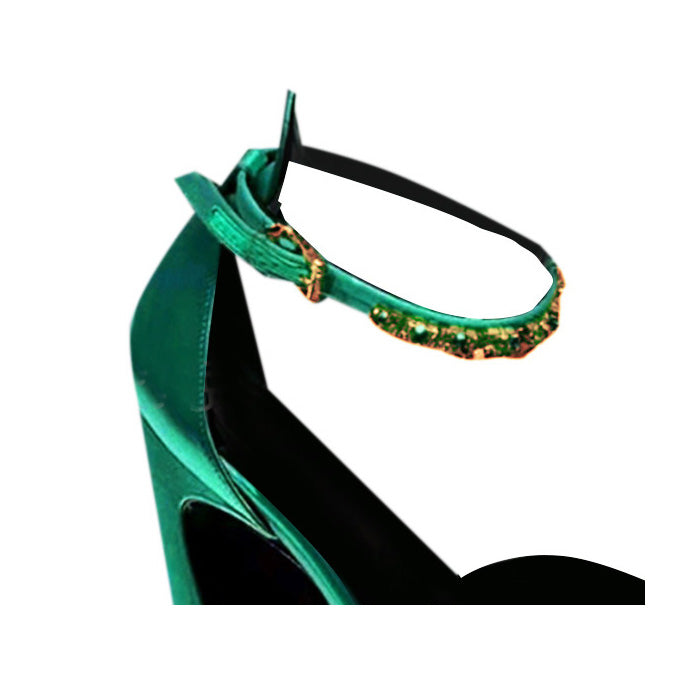 SEUNO Ankle Strap Block Heel Platform Sandals