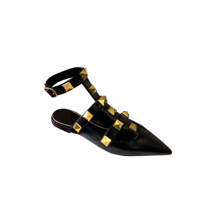 SILUM Studded Ankle Strap Flat Sandals