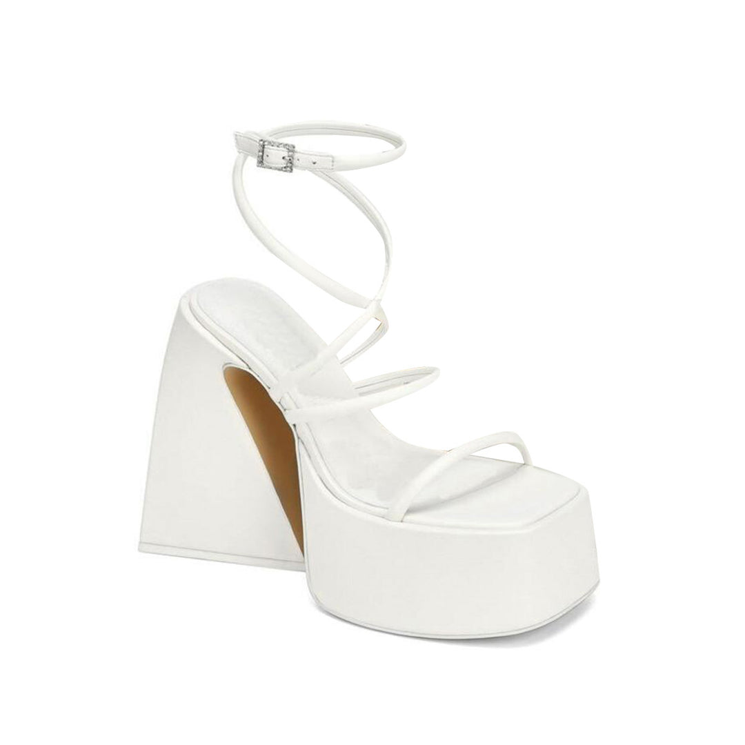 SNIRA Ankle Strap Block Heel Platform Sandals