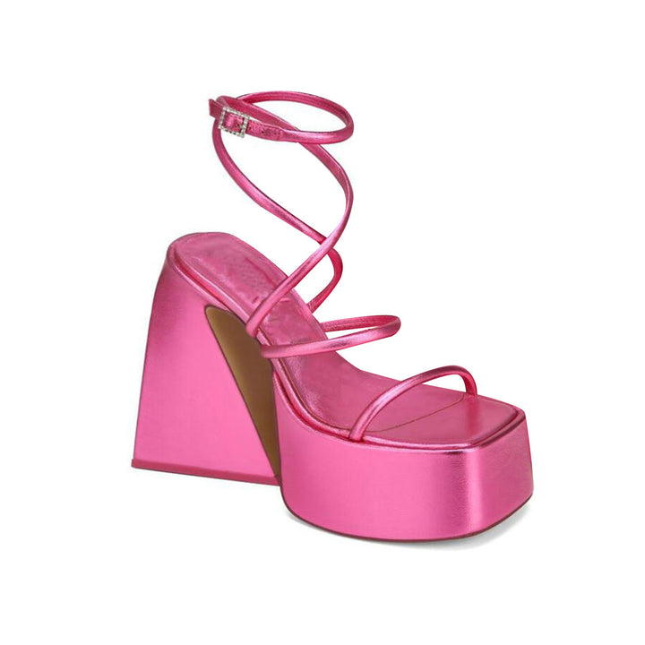 SNIRA Ankle Strap Block Heel Platform Sandals