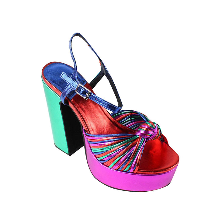 SUBNA Knotted Block Heel Platform Sandals