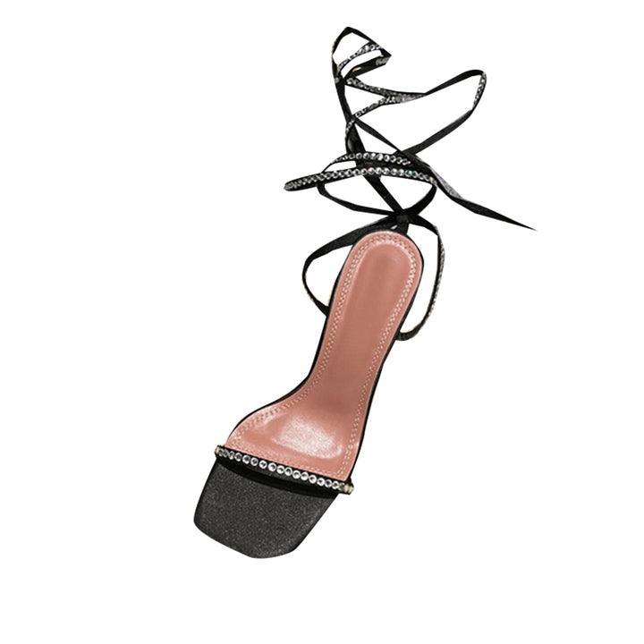 SUHJA Diamante Lace Up High Heel Sandals
