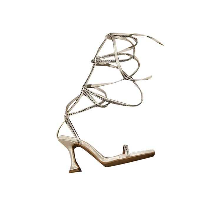 SUHJA Diamante Lace Up High Heel Sandals