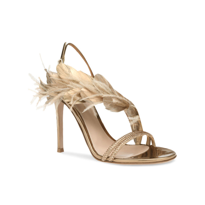 SUNIE Feather And Damante High Heel Sandals - 9.5cm