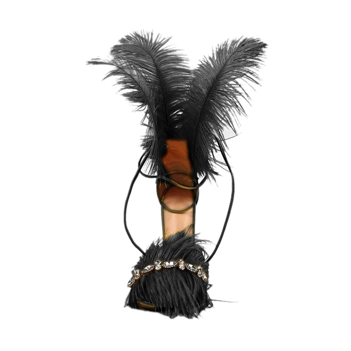 SUTEV Diamante Feather High Heel Sandals