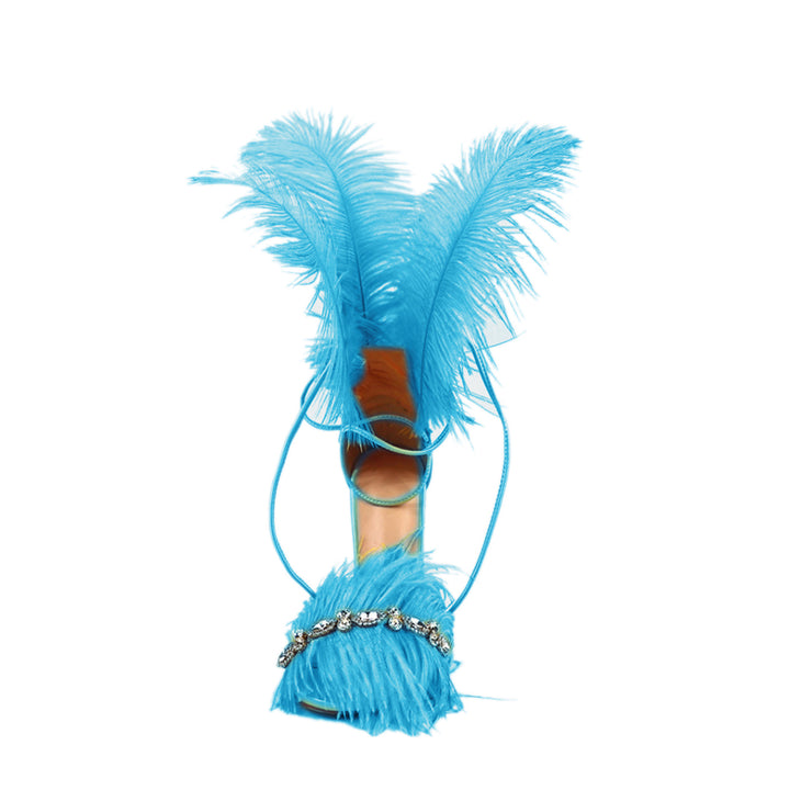SUTEV Diamante Feather High Heel Sandals