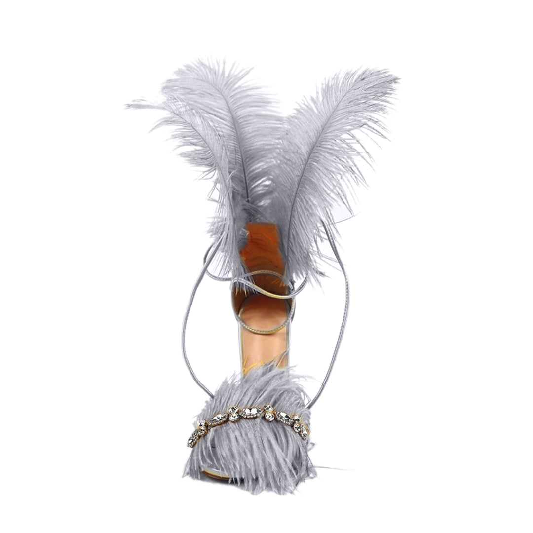 SUTEV Diamante Feather High Heel Sandals