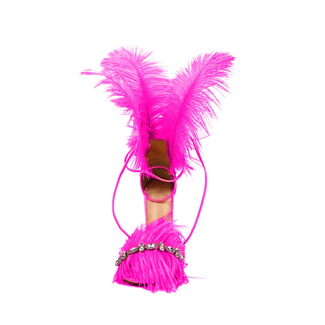 SUTEV Diamante Feather High Heel Sandals