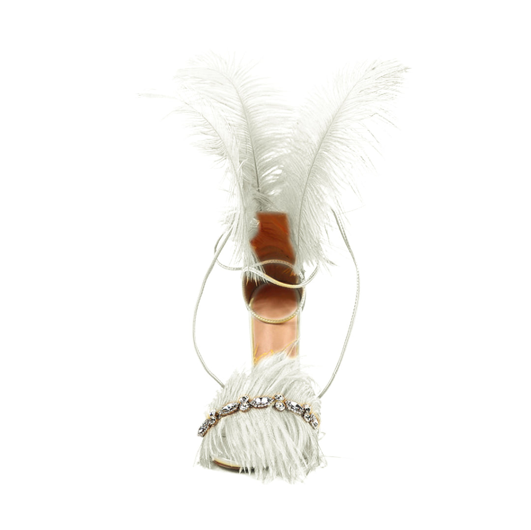 SUTEV Diamante Feather High Heel Sandals