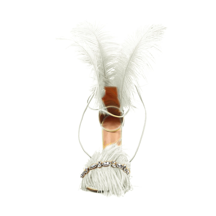 SUTEV Diamante Feather High Heel Sandals