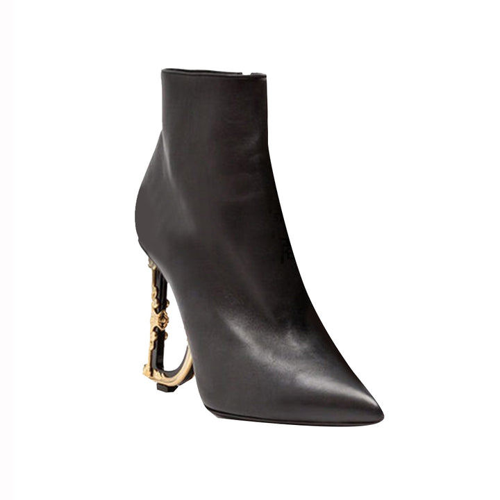 TIFFE Sculptured Heel Asymmetric Leather Ankle Boots