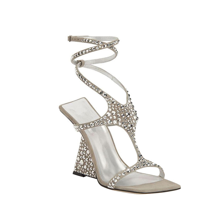 VALRU Diamante Ankle Strap Wedged Heel Sandals