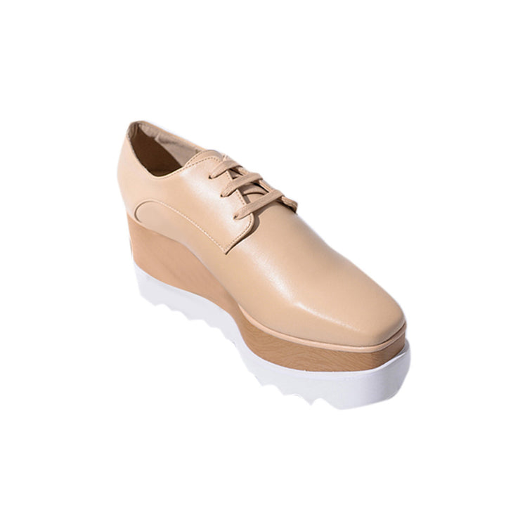 WEMER Lace Up Leather Oxford Platform Sneakers
