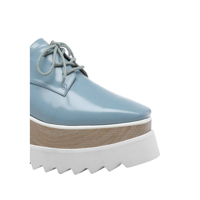 WEMER Lace Up Leather Oxford Platform Sneakers