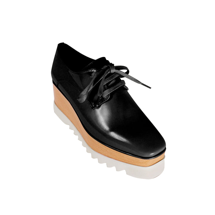 WEMER Lace Up Patent Leather Oxford Platform Sneakers - ithelabel.com