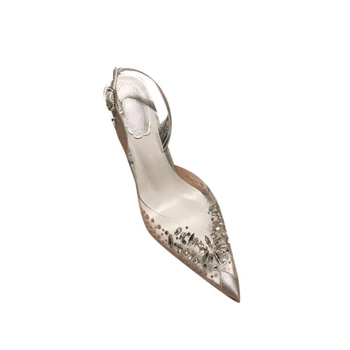 YIKON Diamante PVC Mid Heel Sandals - 6.5cm