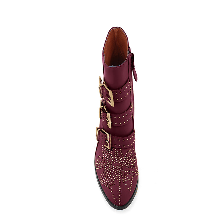 CARMEN Gold Studded Leather Ankle Boots - ithelabel.com