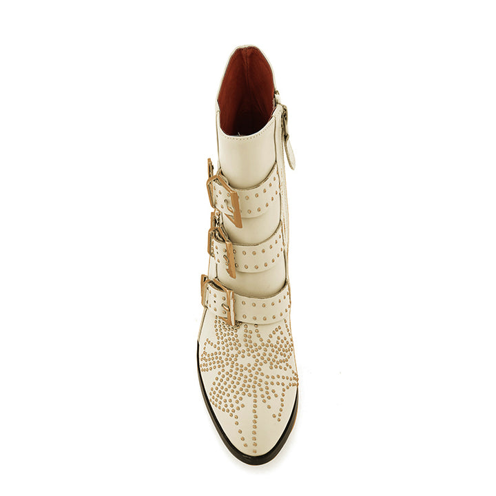 CARMEN Gold Studded Leather Ankle Boots - ithelabel.com
