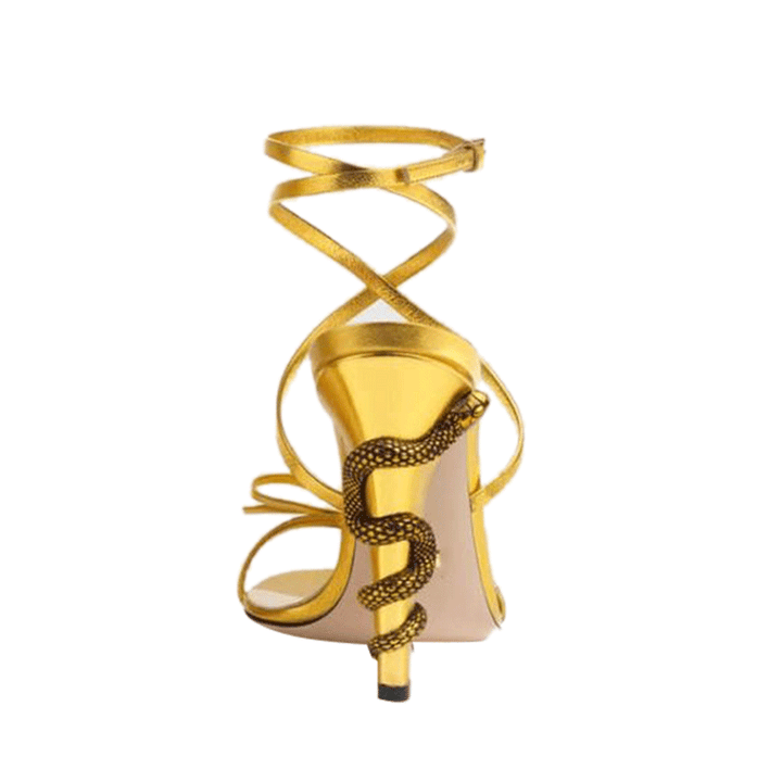 REAID Snake Embellished Ankle Strap High Heel Sandals