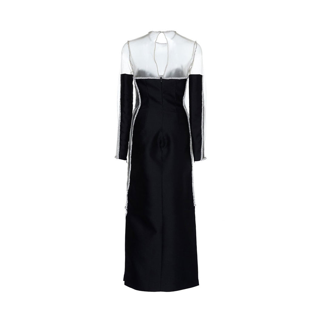 HOGIA See-Through Midi Evening Dress Gown