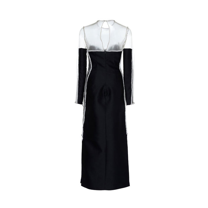 HOGIA See-Through Midi Evening Dress Gown