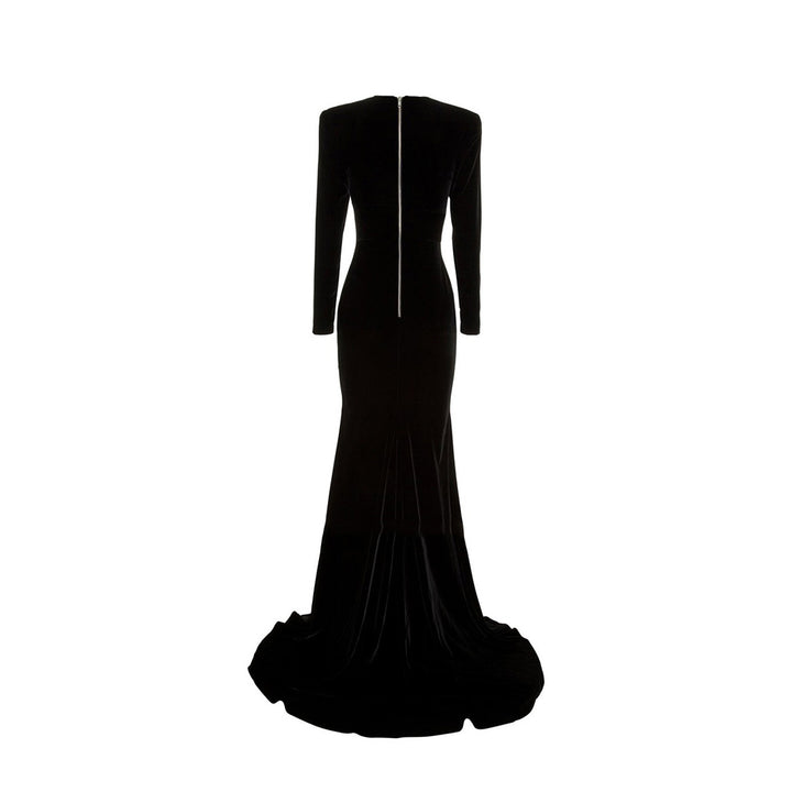 LAROS V Neck Maxi Evening Dress Gown