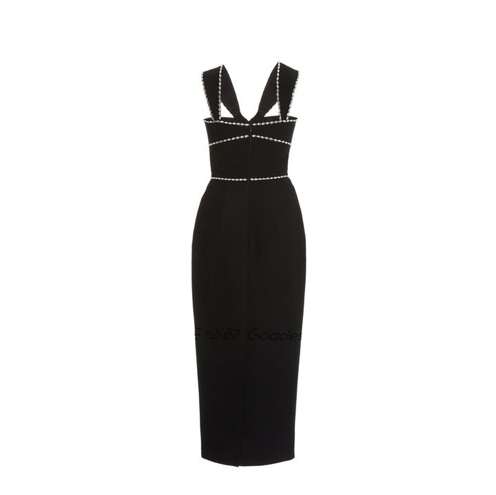 NOJIA Diamante Midi Evening Dress Gown