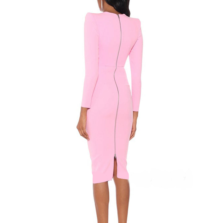 QIDIE Long Sleeves Evening Dress Gown
