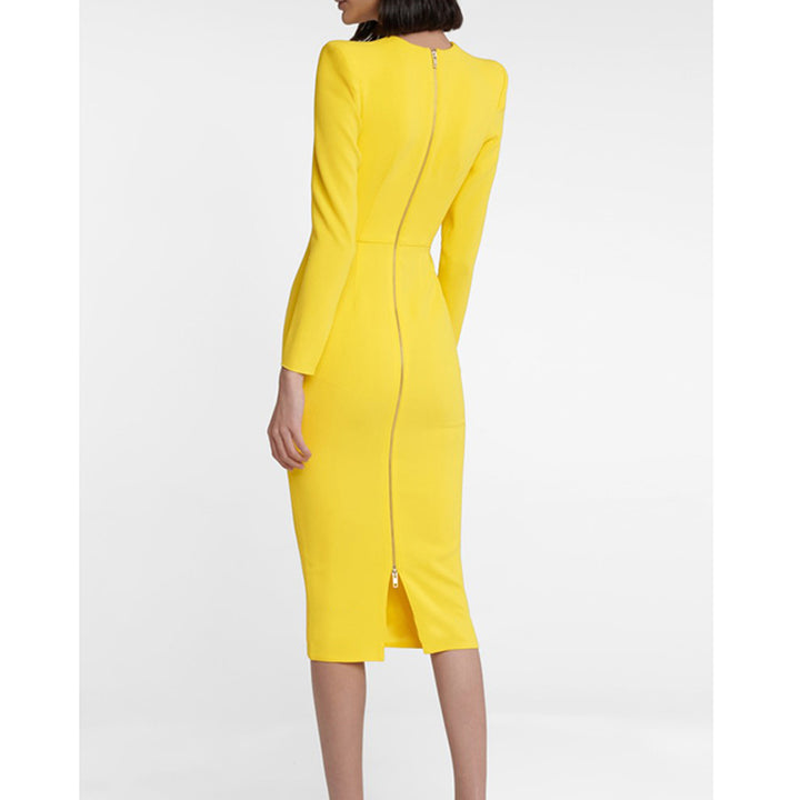 QIKIE Long Sleeves Evening Dress Gown