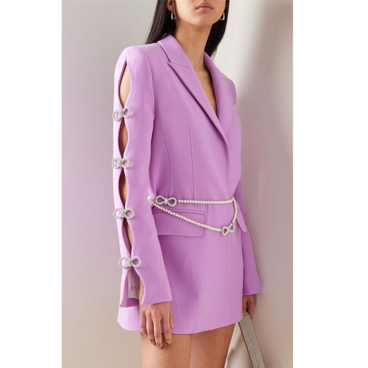 RELNO Diamante Bow Cut Out Blazer
