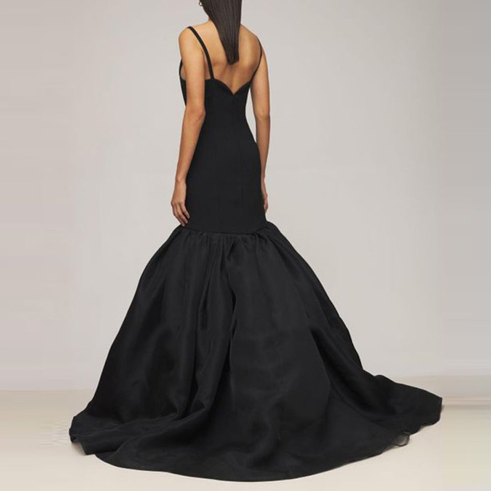 SIUNE Ruffled Hem Maxi Evening Dress Gown