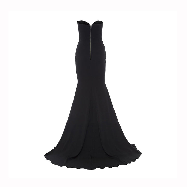 WIDIA Ruffled Hem Tube Evening Dress Gown