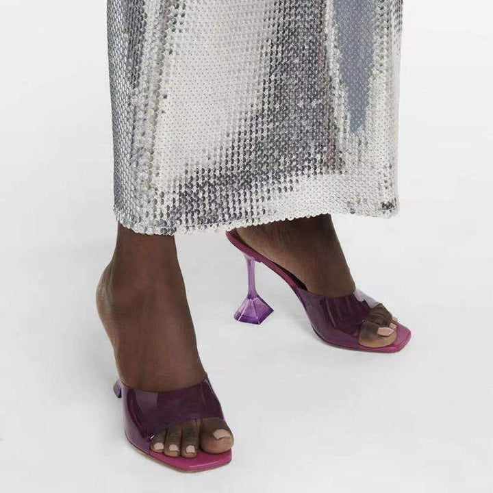 ALIKA PVC High Heel Naked Mules Sandals - ithelabel.com