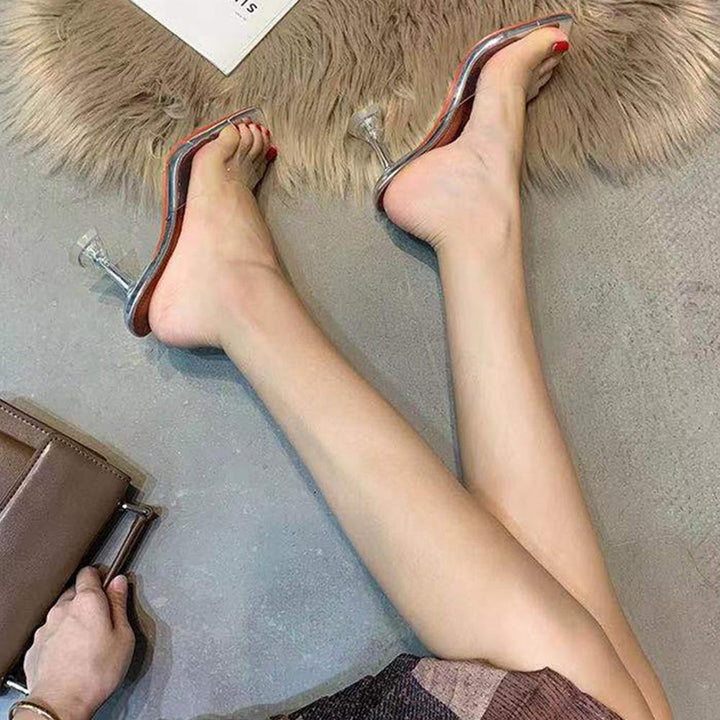 ALIKA PVC High Heel Naked Mules Sandals - ithelabel.com