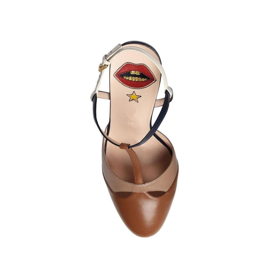 BESEY Striped T-Strap High Heel Platform Sandals - ithelabel.com