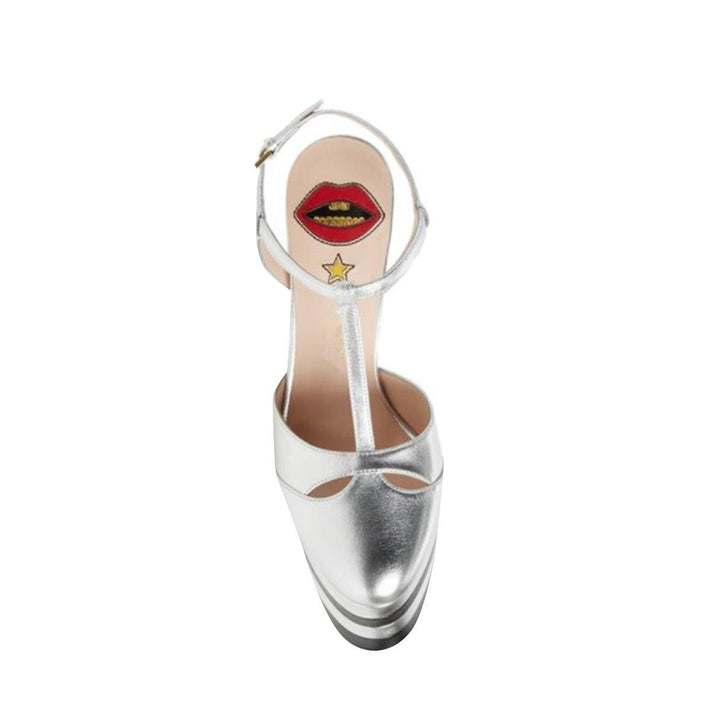 BESEY Striped T-Strap High Heel Platform Sandals - ithelabel.com