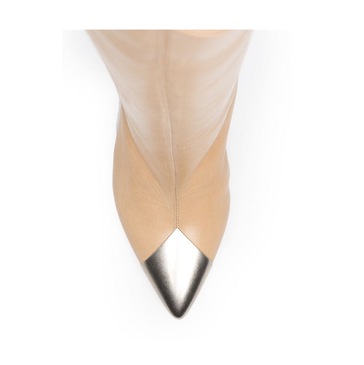 CARIF Metal Plated Leather Knee High Boots