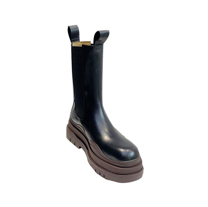 PAULA Basic Bi-Color Leather Ankle Boots - ithelabel.com