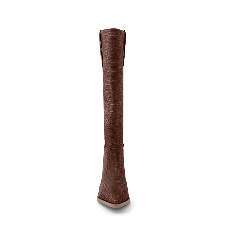 GESA Sculptured Heel Western Cowboy Knee High Boots - ithelabel.com